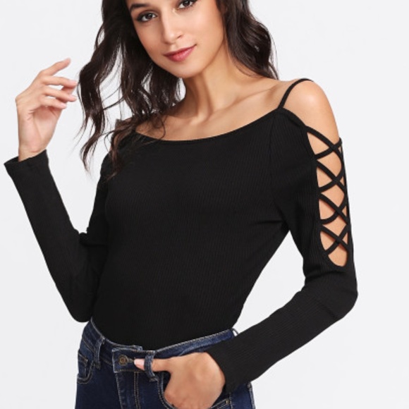 Ribbed Criss Cross Bodysuit - Picture 2 of 4